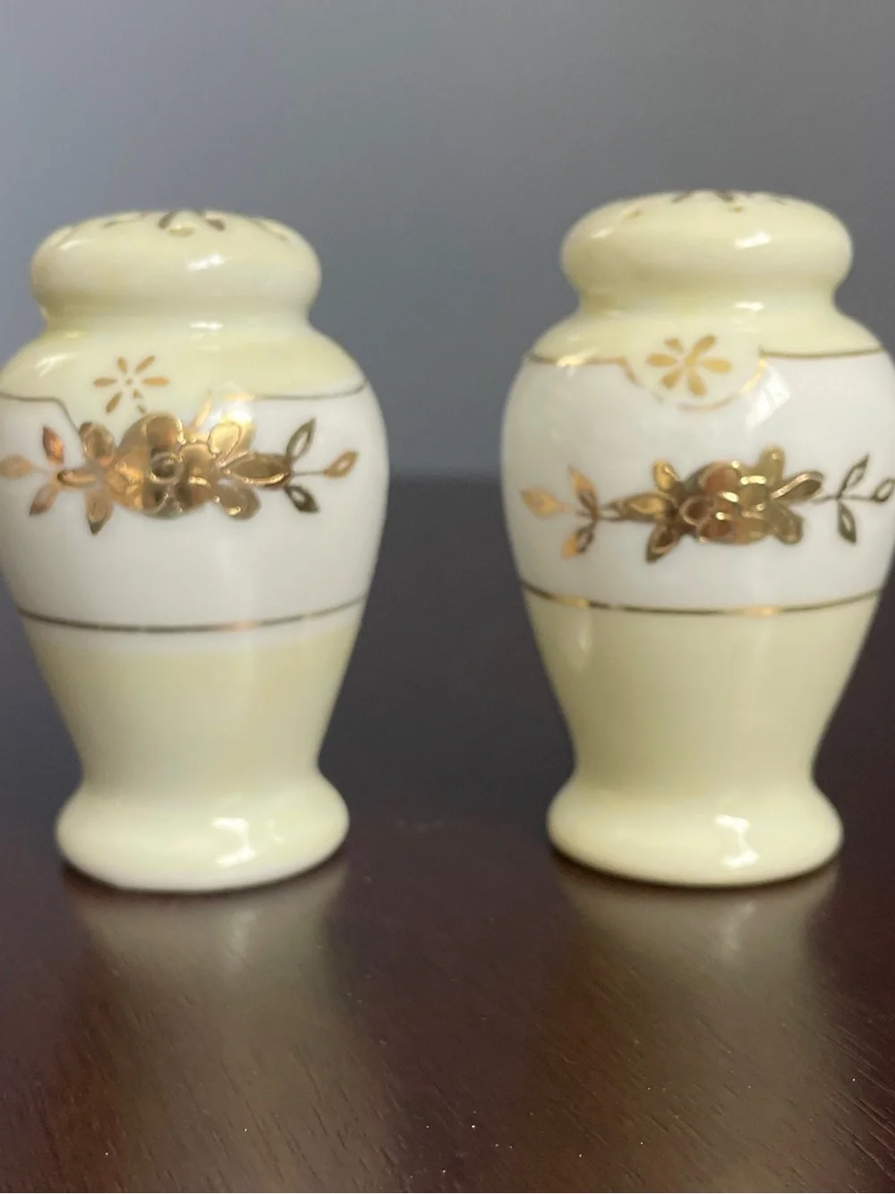 Vintage Japanese White & Cream with Gold Embellishments  Salt & Pepper Set